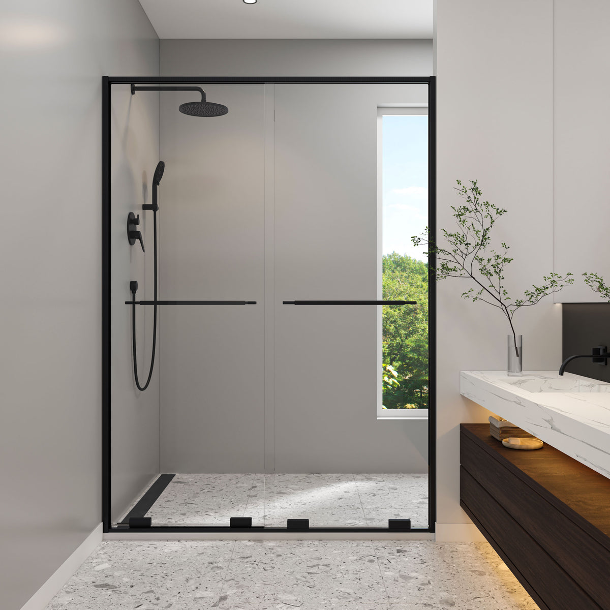 Neptune Solani 57- 59 1/2 x 79 3/4 in 8mm Bypass Shower Door for Alcove Installation - image 6