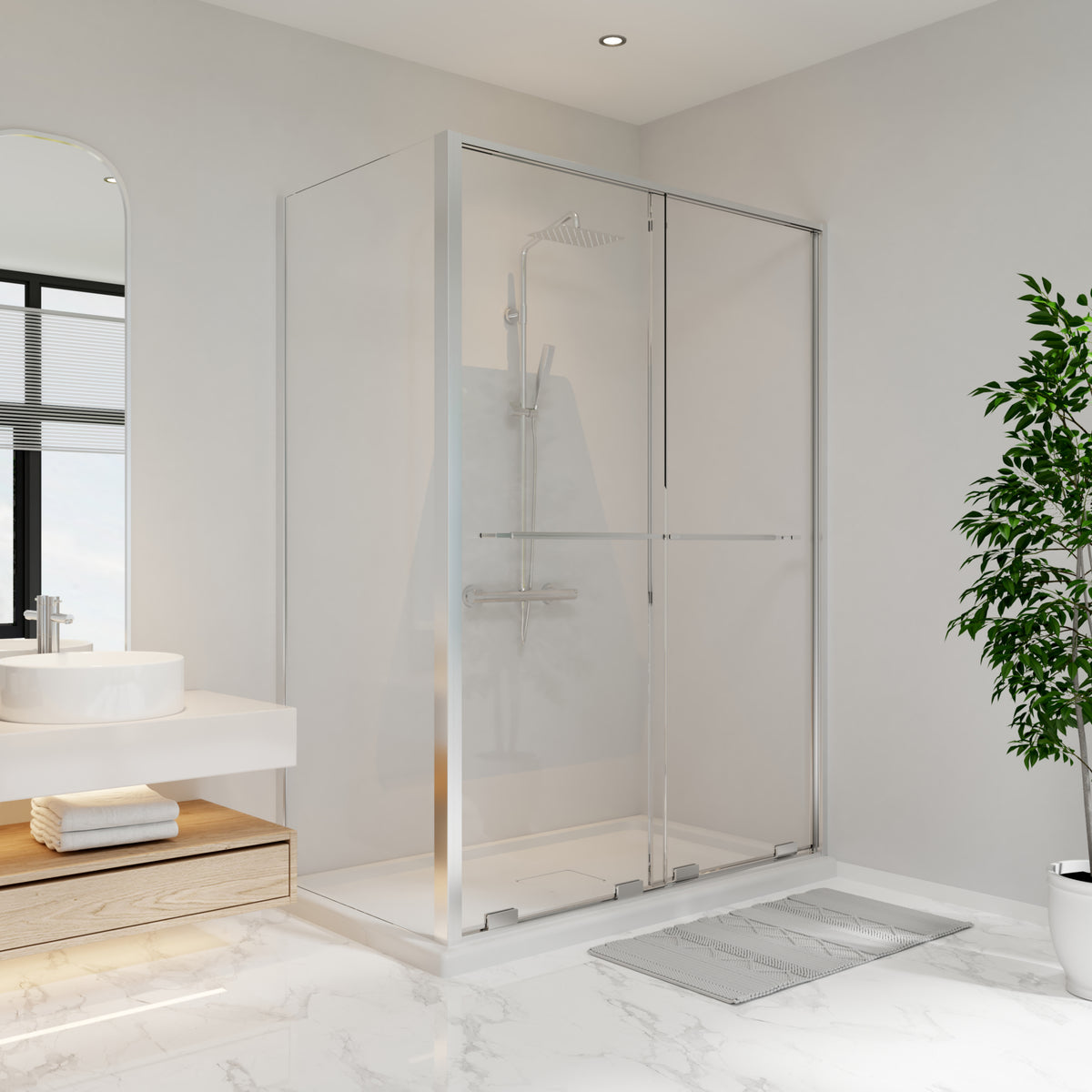 Neptune Solani 60 x 36 x 79 3/4 in 8mm Bypass Shower Door for Corner Installation