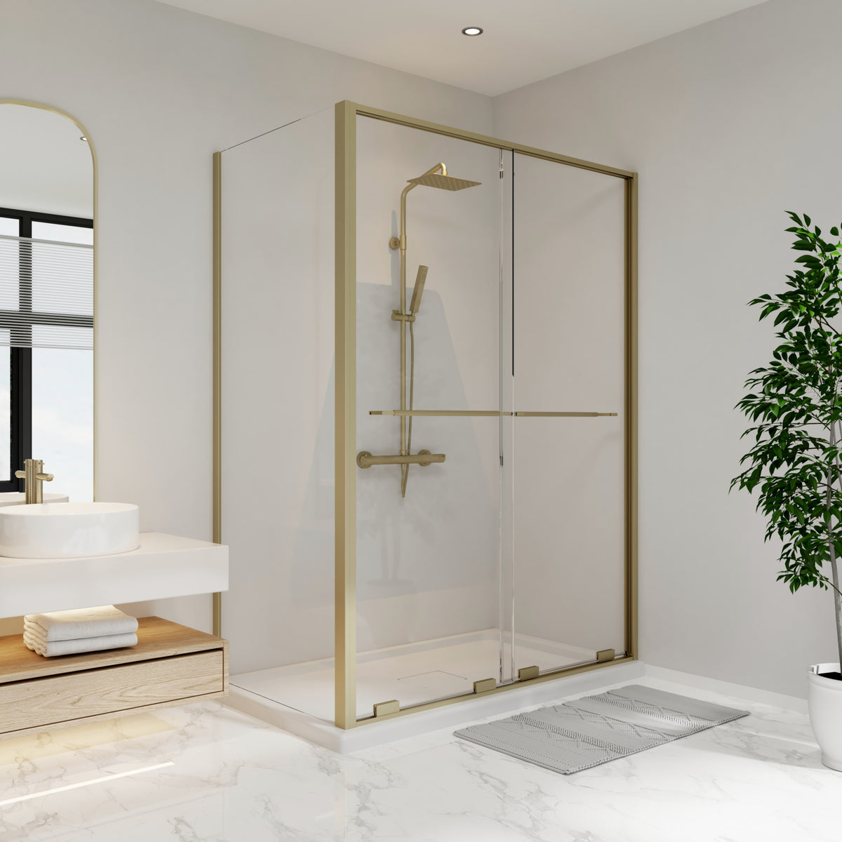 Neptune Solani 60 x 36 x 79 3/4 in 8mm Bypass Shower Door for Corner Installation - image 11