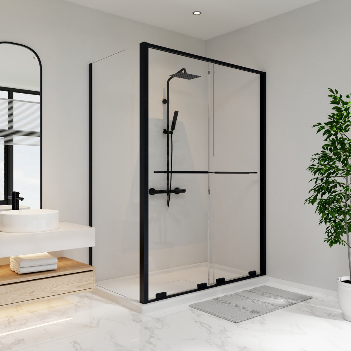 Neptune Solani 60 x 36 x 79 3/4 in 8mm Bypass Shower Door for Corner Installation - image 6