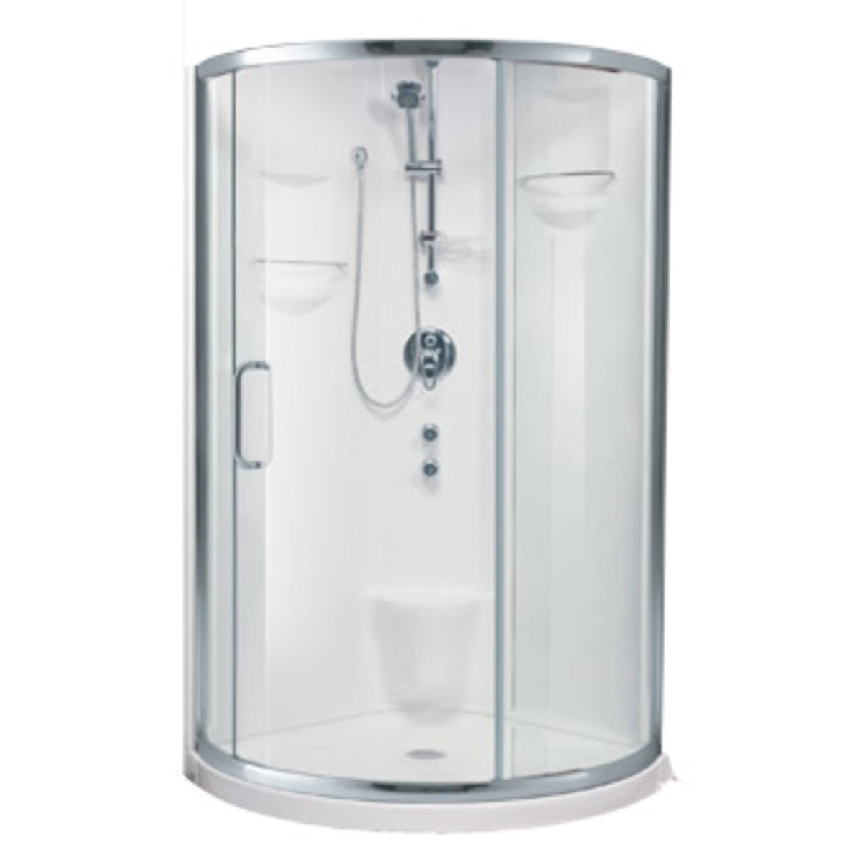 Neptune Stella 3636 Round Acrylic Corner Two-Piece Shower with Center Drain in White - image 2