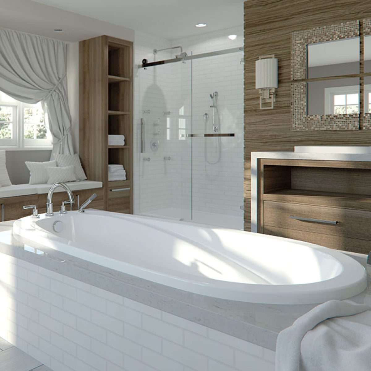 Neptune Vapora 7236 Acrylic Drop-In End Drain Bathtub in White