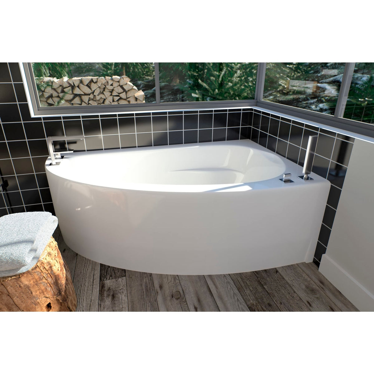Neptune Wind 6036 Acrylic Corner Right Drain Bathtub in White
