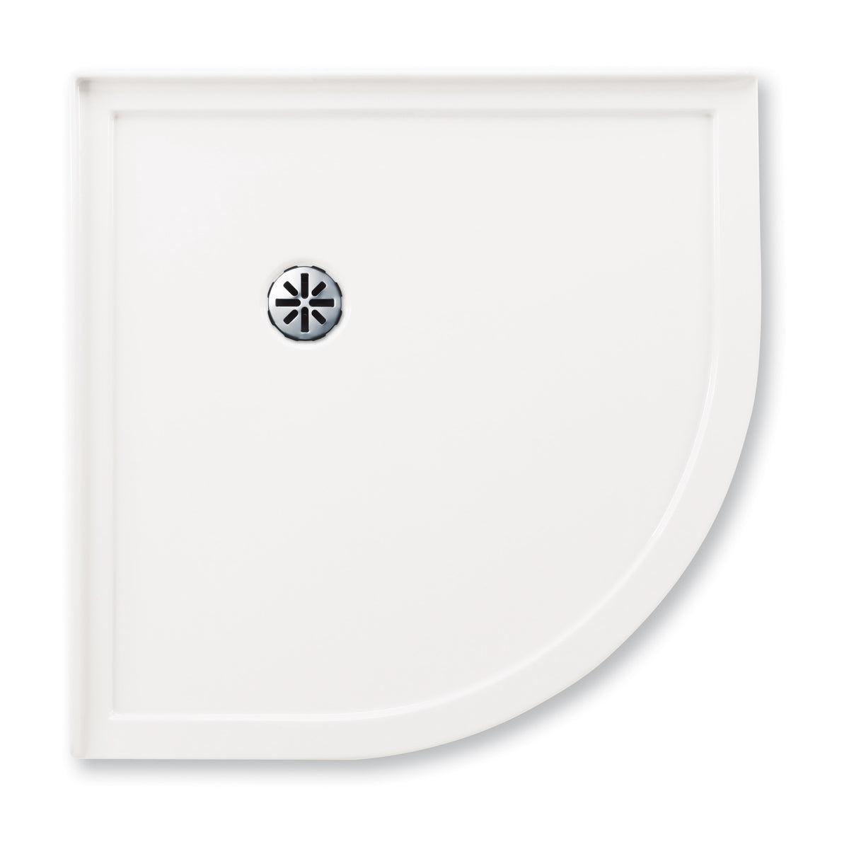 Neptune Zen 3636 Acrylic Neo-Round Shower Base in White with Corner Drain