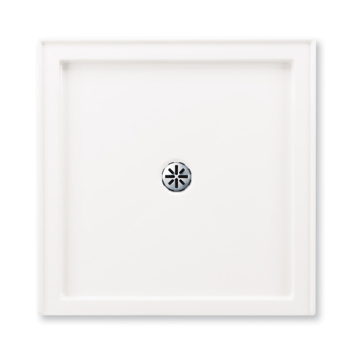 Neptune Zen 3636 Acrylic Shower Base in White with Center Drain