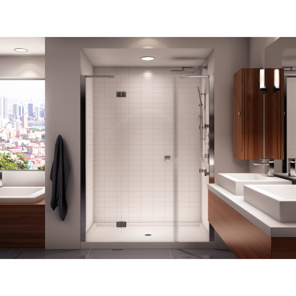 Neptune Zen 4836 Acrylic Shower Base in White with Center Drain
