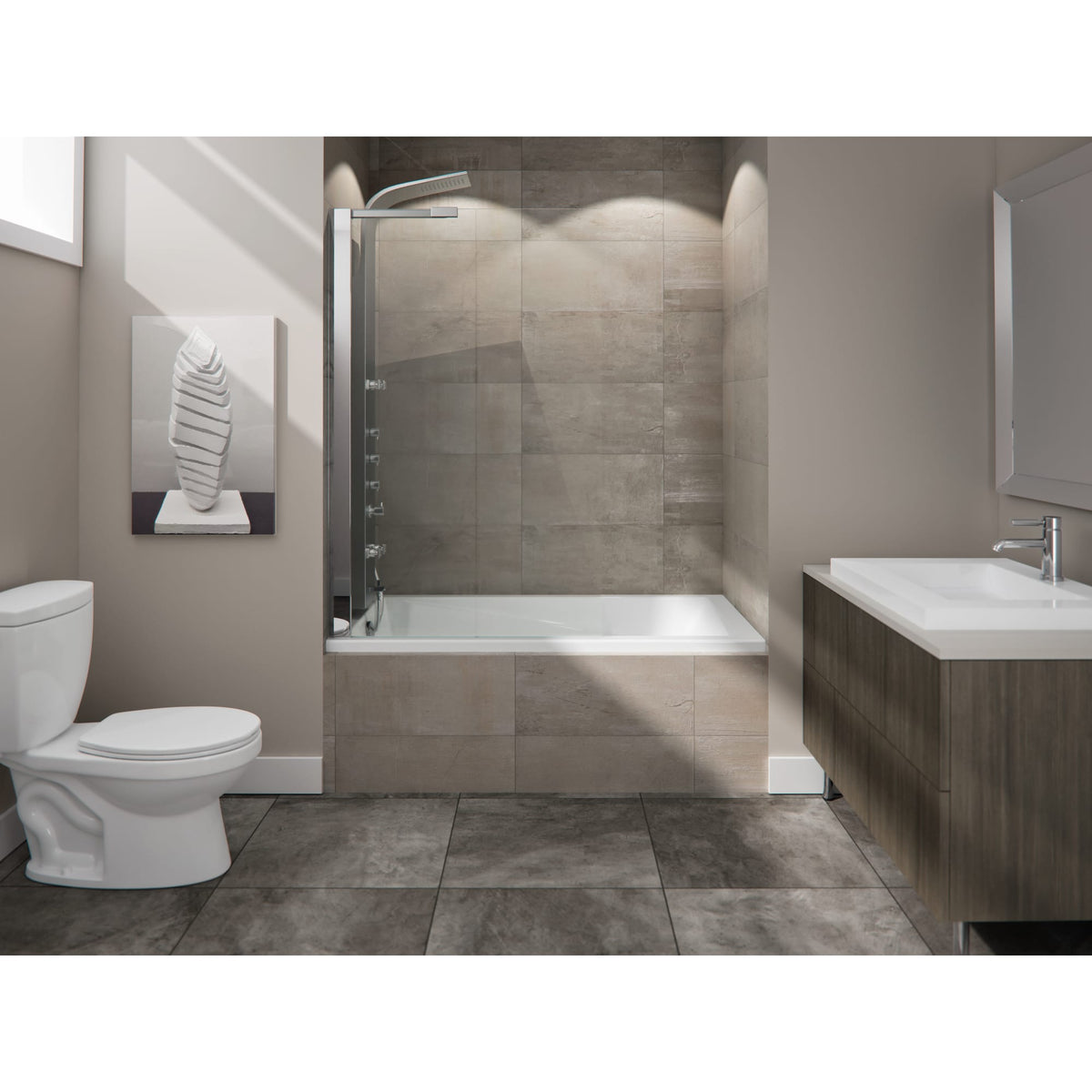 Neptune Zenya 6032 IF AFR Acrylic Alcove Right Drain Bathtub in White