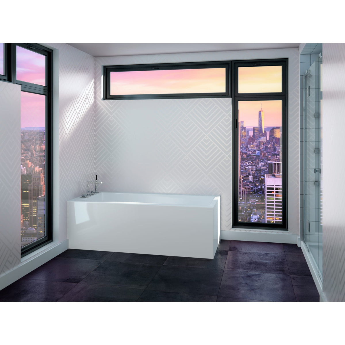 Neptune Zurich 3260 IFS AFR Acrylic Corner Right Drain Bathtub in White