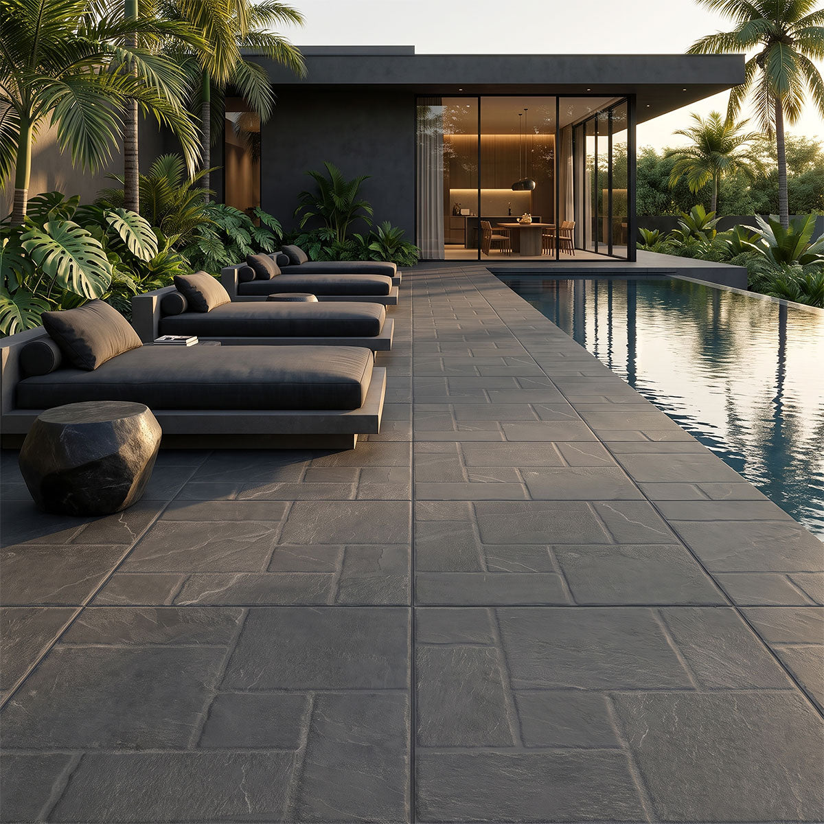 MSI Marlu Nero 18 x 18 Matte Porcelain tile (NWGMARNER1818) – MSI room scene