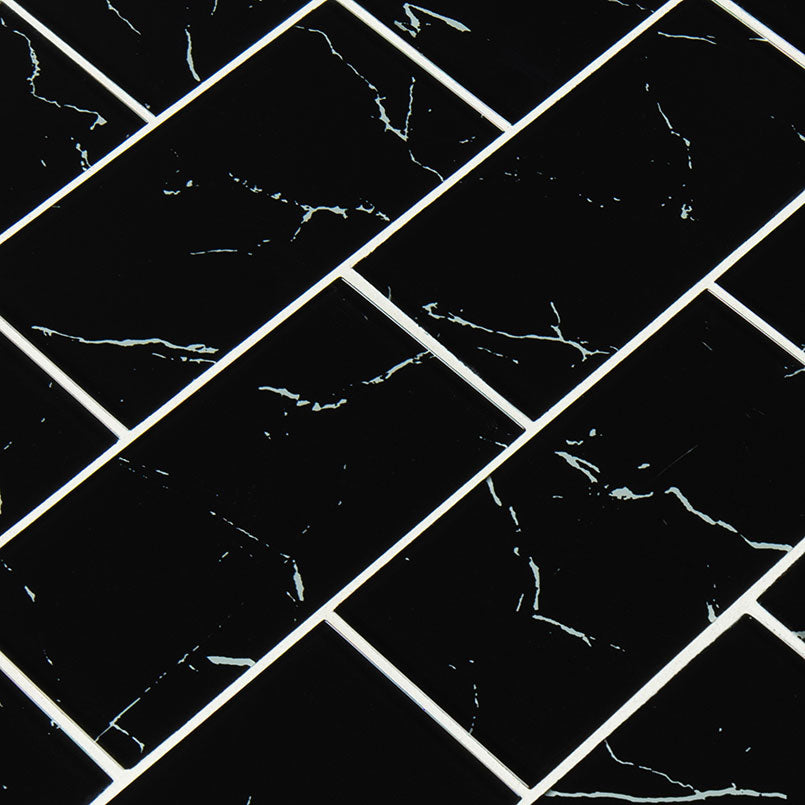 MSI Nero Marquina Glass 3 x 6 Glass tile (SMOT-GL-T-NERMAR36) – MSI product image