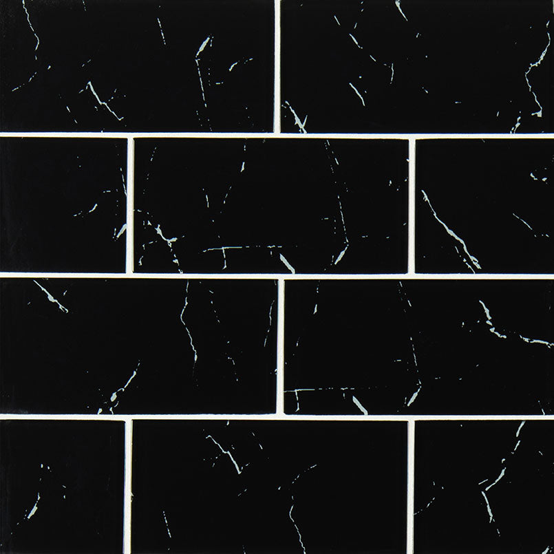 MSI Nero Marquina Glass 3 x 6 Glass tile (SMOT-GL-T-NERMAR36) – MSI product image
