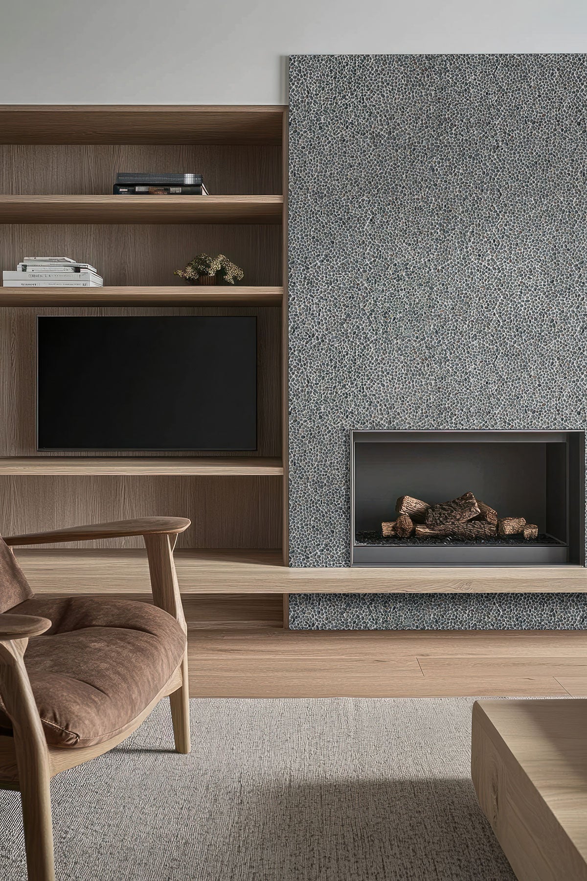 MSI Noir Ash Mini Pebble Tumbled Marble mosaic (SMOT-PEB-NOIASHT) – MSI room scene (living room)