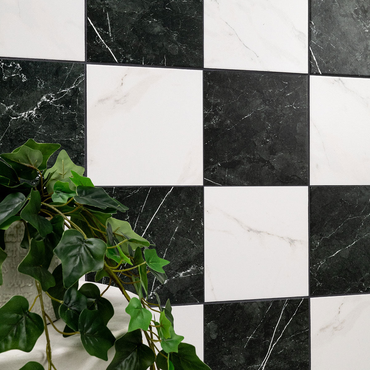 MSI Noir Blanc Grid 17 x 17 Matte Porcelain tile (NNOIBLAGRI1717) – MSI room scene