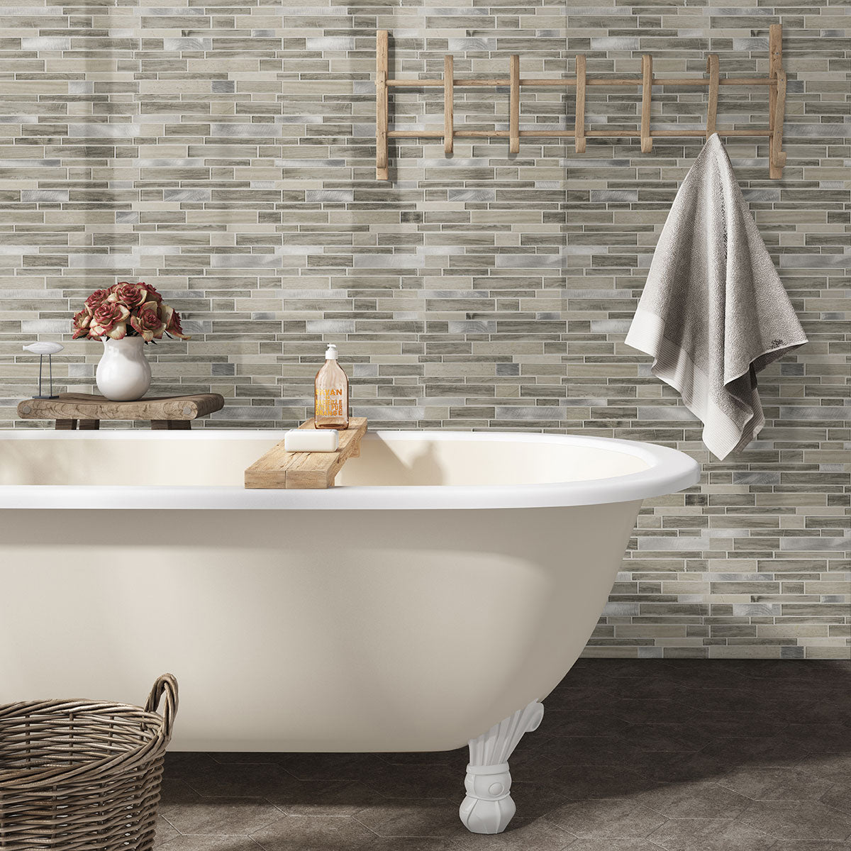 MSI Ocotillo Blend Interlocking Glass mosaic (SMOT-SGLSMTIL-OCO4MM) – MSI room scene