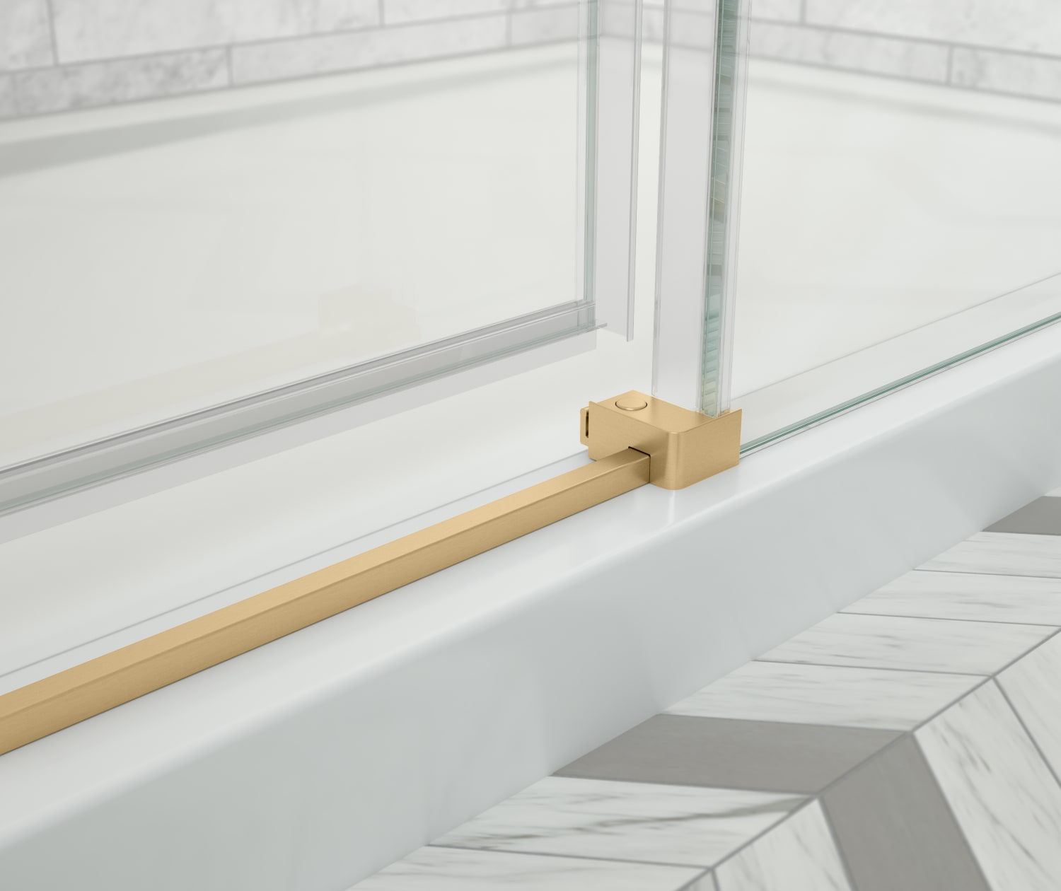 Odyssey SC 45-47 ½ x 78in. 8 mm Sliding Shower Door for Alcove Installation with Clear glass in Brushed Gold - Plumbing Market