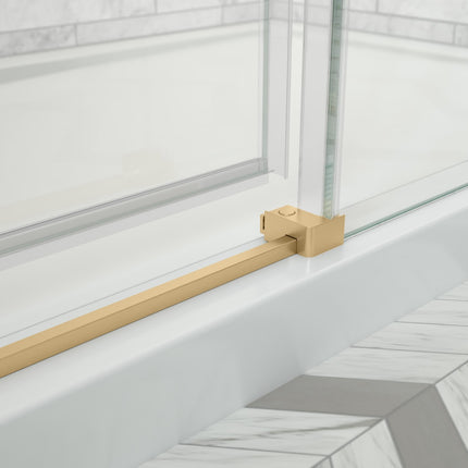Odyssey SC 60" x 32" x 78" 8mm Sliding Shower Door for Corner Installation with Clear glass in Brushed Gold - Plumbing Market