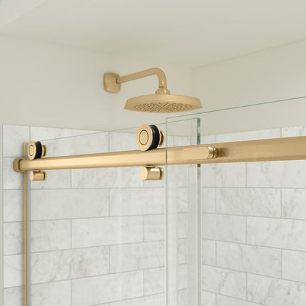 Odyssey SC 60" x 32" x 78" 8mm Sliding Shower Door for Corner Installation with Clear glass in Brushed Gold - Plumbing Market