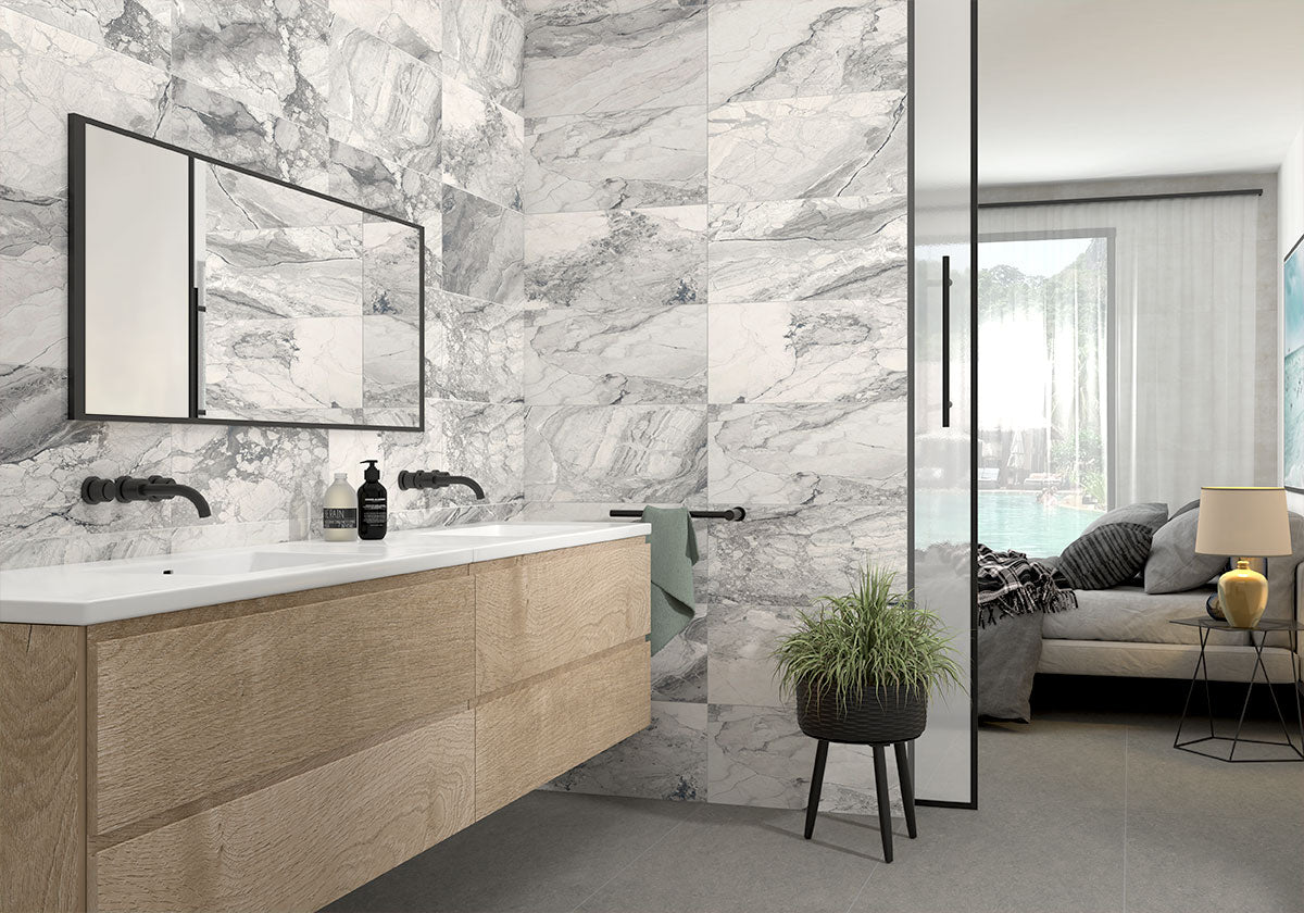 MSI Kaya Onda Gray 24 x 24 Polished Porcelain tile (NKAYONDGRA2424P) – MSI room scene