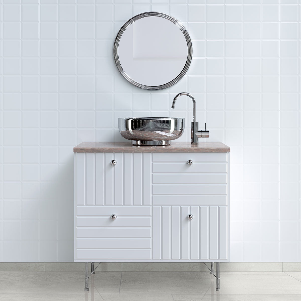 MSI Oxide Blanc 3 x 18 Matte Porcelain trim (NOXIBLA3X18BN-R) – MSI room scene