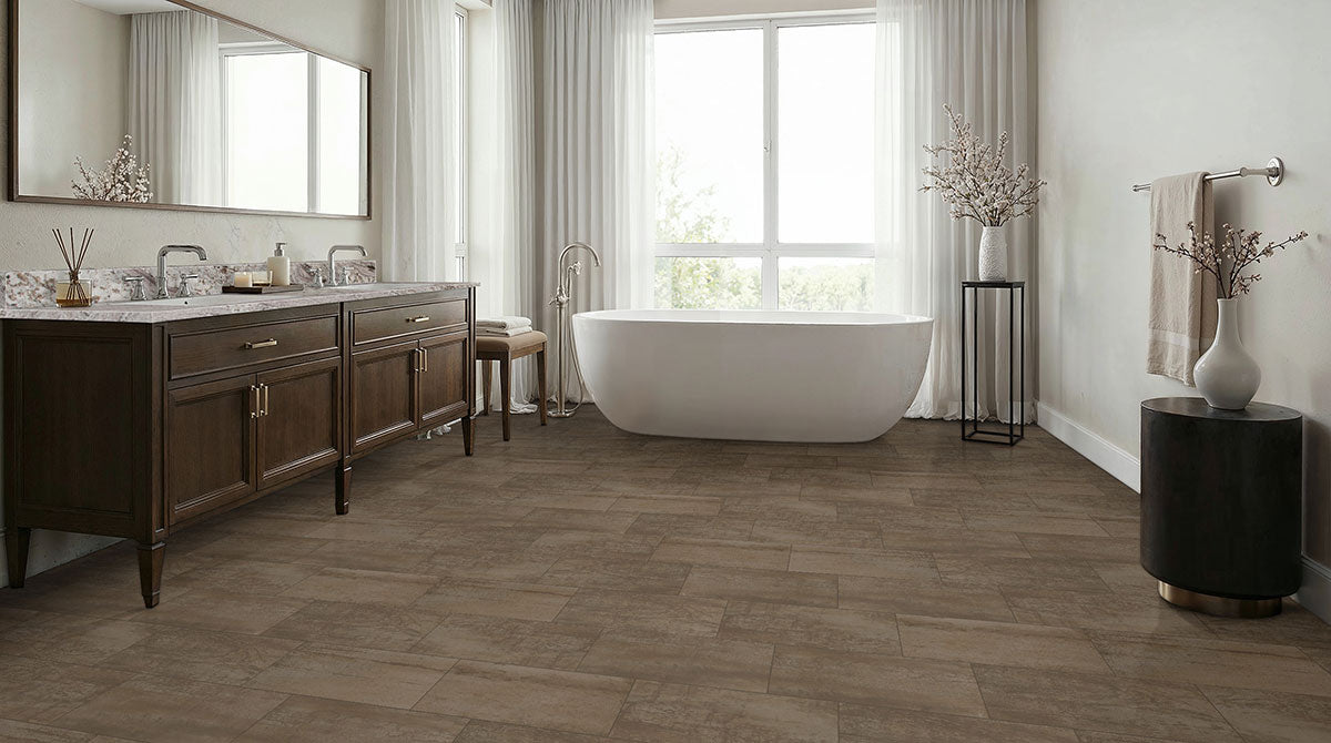 MSI Oxide Copper 2 x 2 Matte Porcelain mosaic (NOXICOP2X2) – MSI room scene (bathroom)