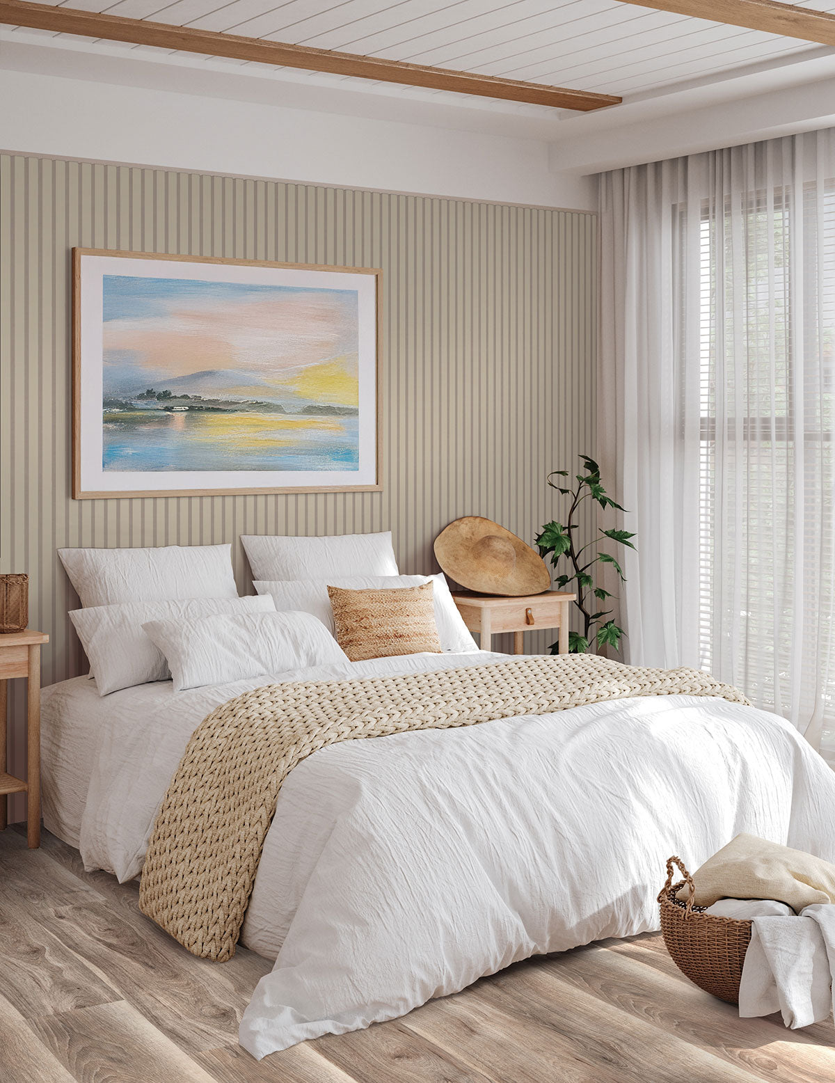 MSI Dusk 9.5 x 94.5 MDF slat panel (WPNL-ACWFLTDUS9.5x94.5) – MSI room scene (bedroom)