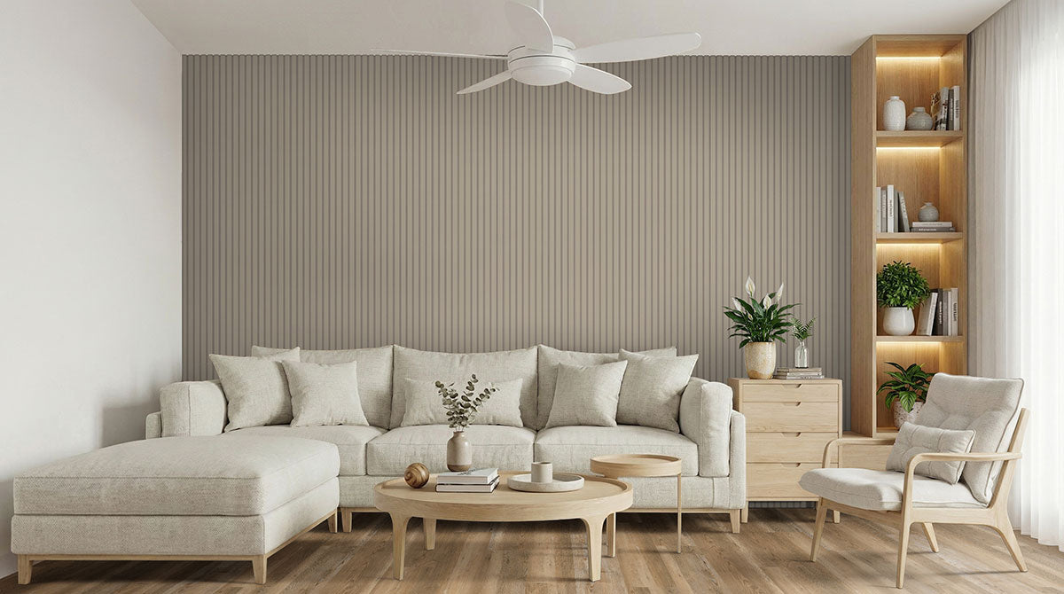 MSI Dusk 9.5 x 94.5 MDF slat panel (WPNL-ACWFLTDUS9.5x94.5) – MSI room scene (living room)