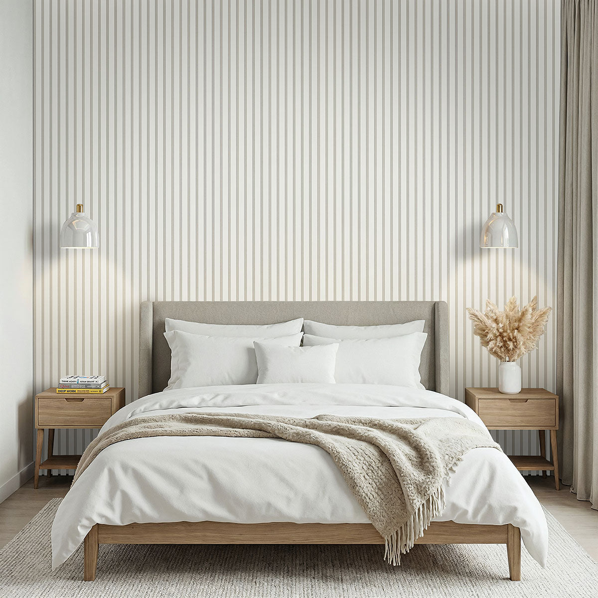 MSI White 9.5 x 94.5 MDF slat panel (WPNL-ACWFLTWHI9.5x94.5) – MSI room scene (bedroom)