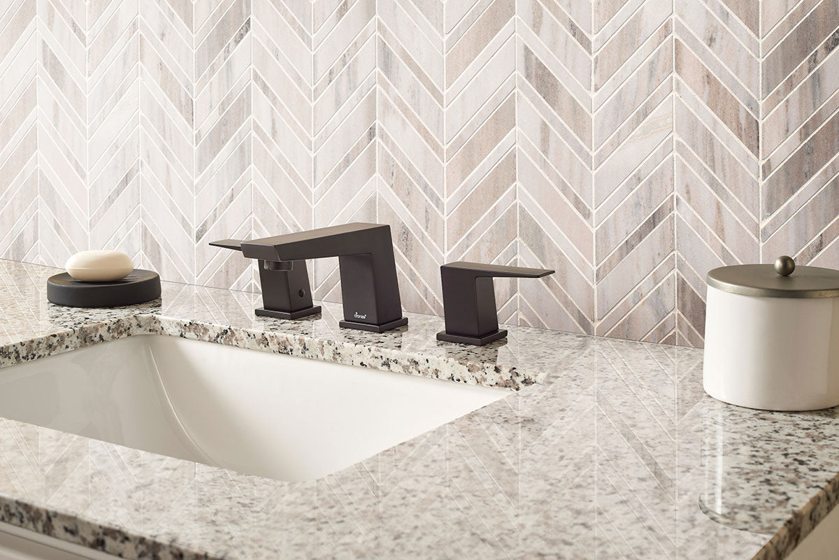 MSI Palisandro Chevron Polished Marble mosaic (SMOT-PALI-CHEVRON10MM) – MSI room scene