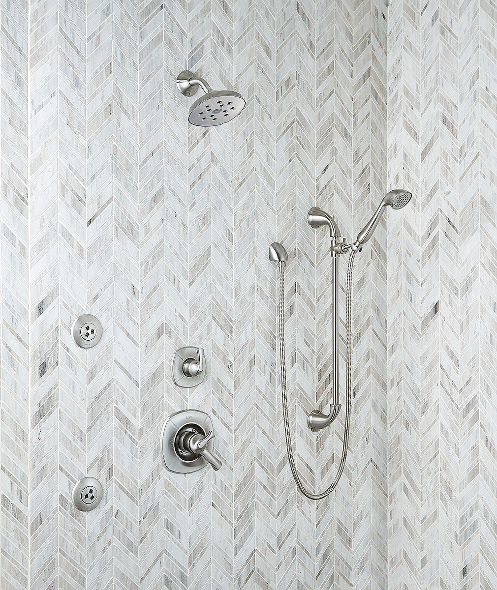 MSI Palisandro Chevron Polished Marble mosaic (SMOT-PALI-CHEVRON10MM) – MSI room scene