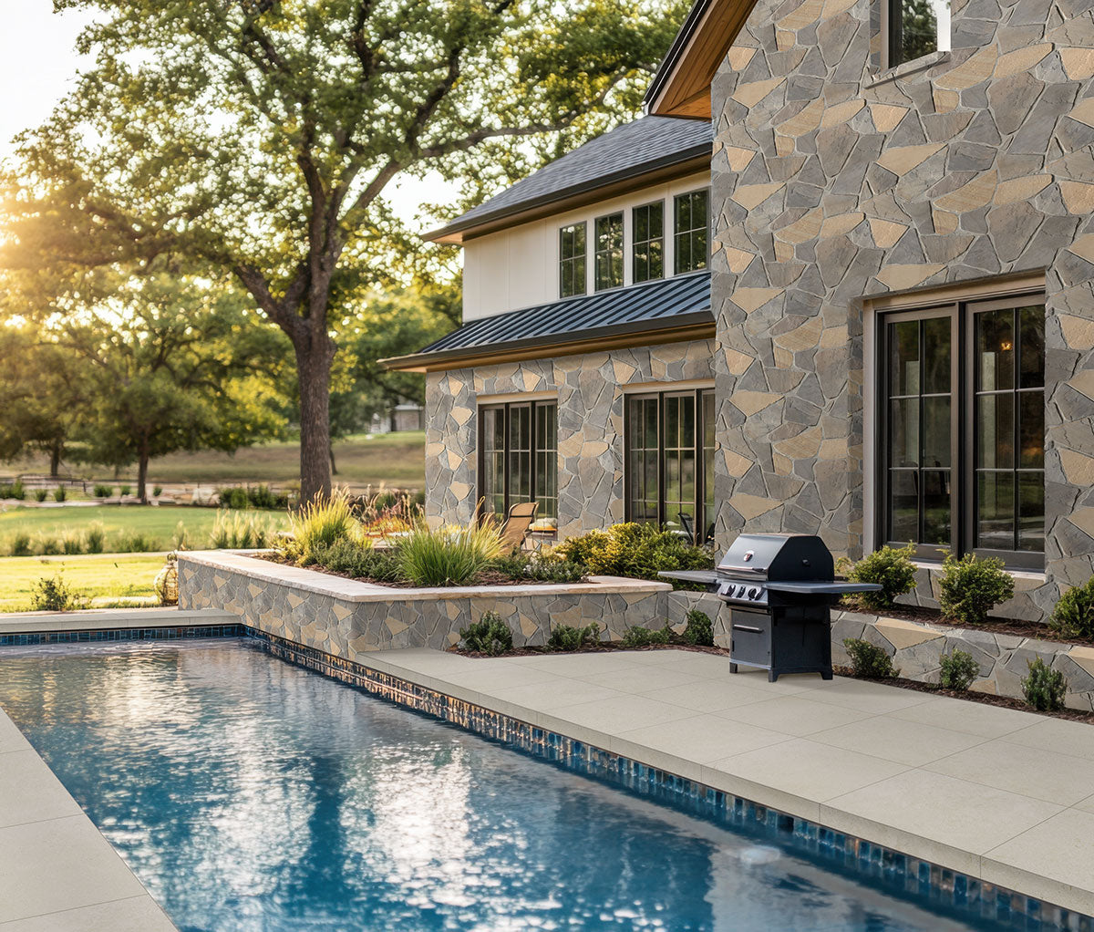 MSI Living Style Pearl 13 x 24 Matte Porcelain pool coping (LCOPNLIVPEA1324) – MSI room scene (living room)