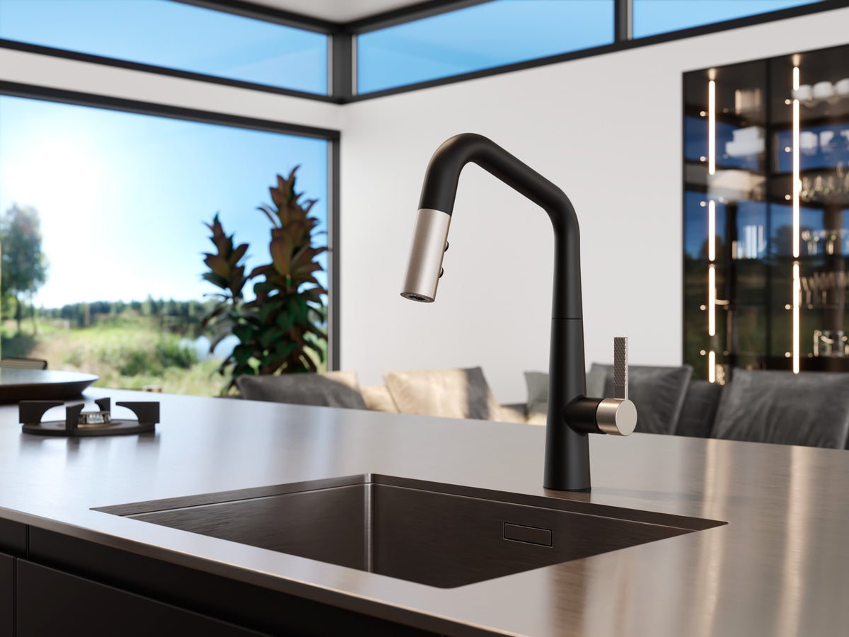 Pfister Asari 1-Handle Pull-Down Kitchen Faucet in Combo-Matte Black and Spot Defense Stainless Steel - view 7