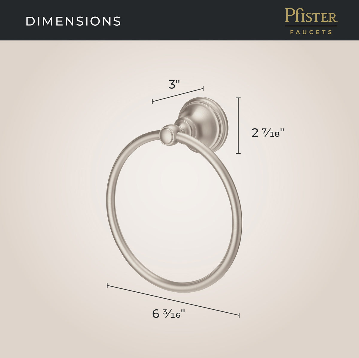 Pfister Tisbury Towel Ring in Brushed Nickel - view 3