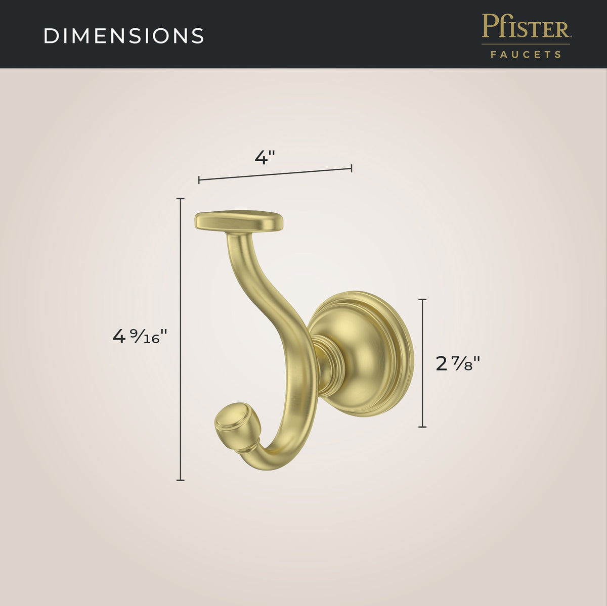 Pfister Tisbury Robe Hook in Brushed Gold - view 3