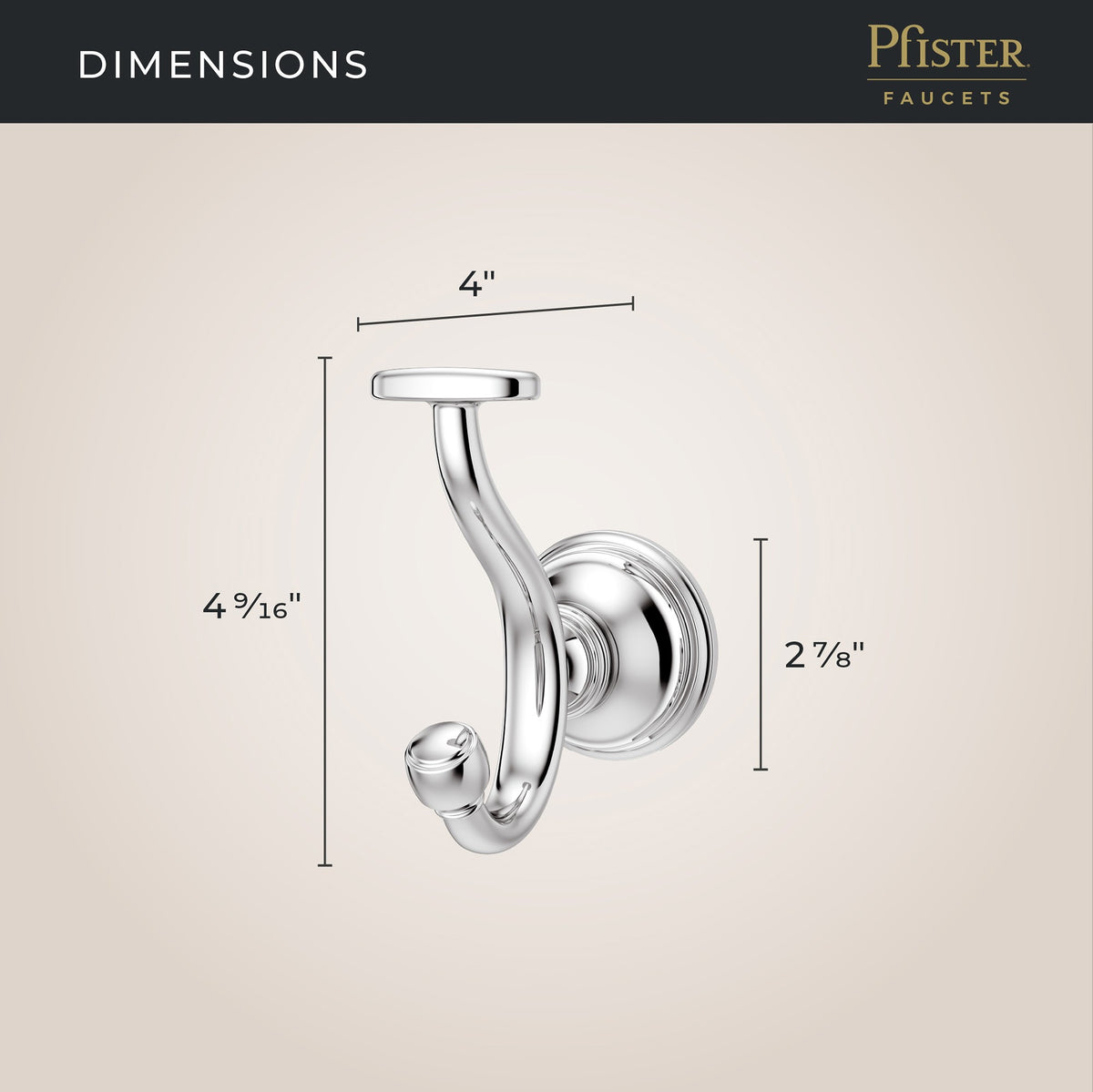 Pfister Tisbury Robe Hook in Polished Chrome - view 3