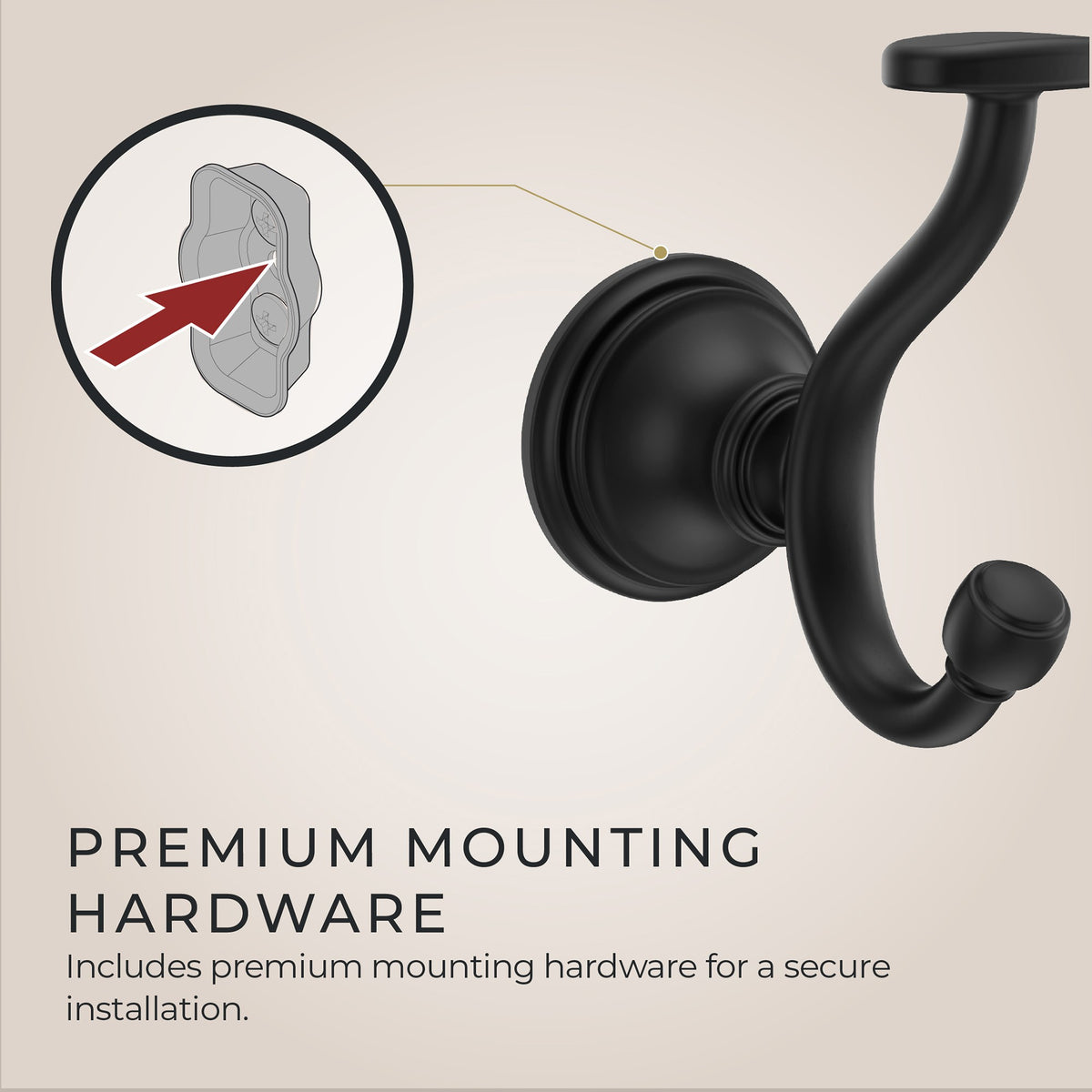 Pfister Tisbury Robe Hook in Spot Defense Matte Black - view 2