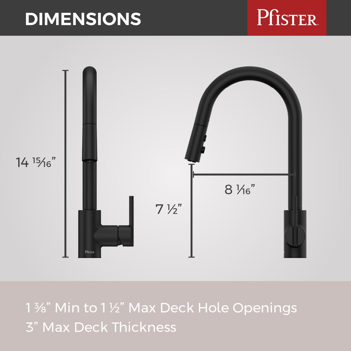 Pfister GT529-BIB Matte Black - detail 1