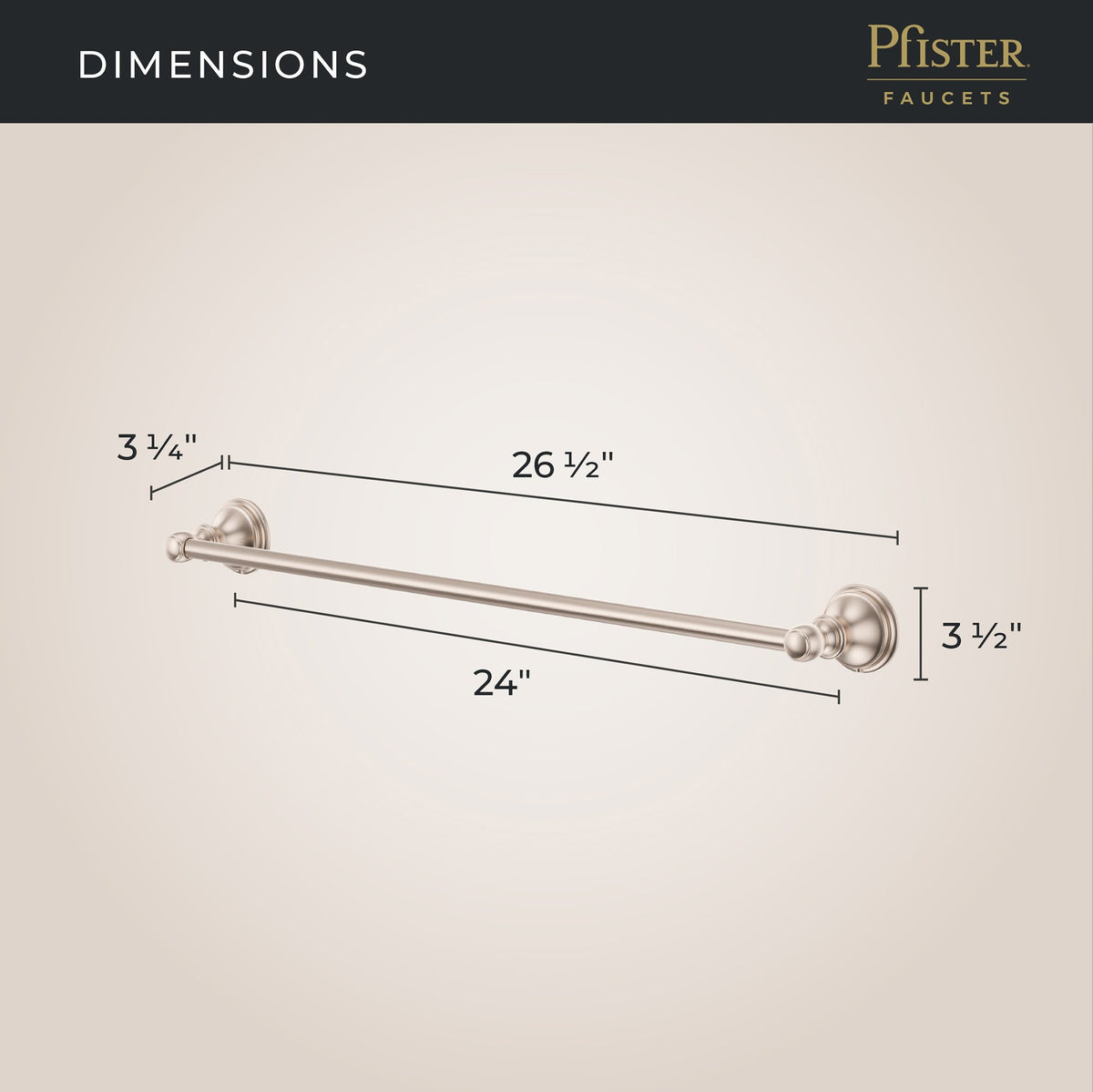 Pfister Tisbury 24" Towel Bar in Brushed Nickel - view 4