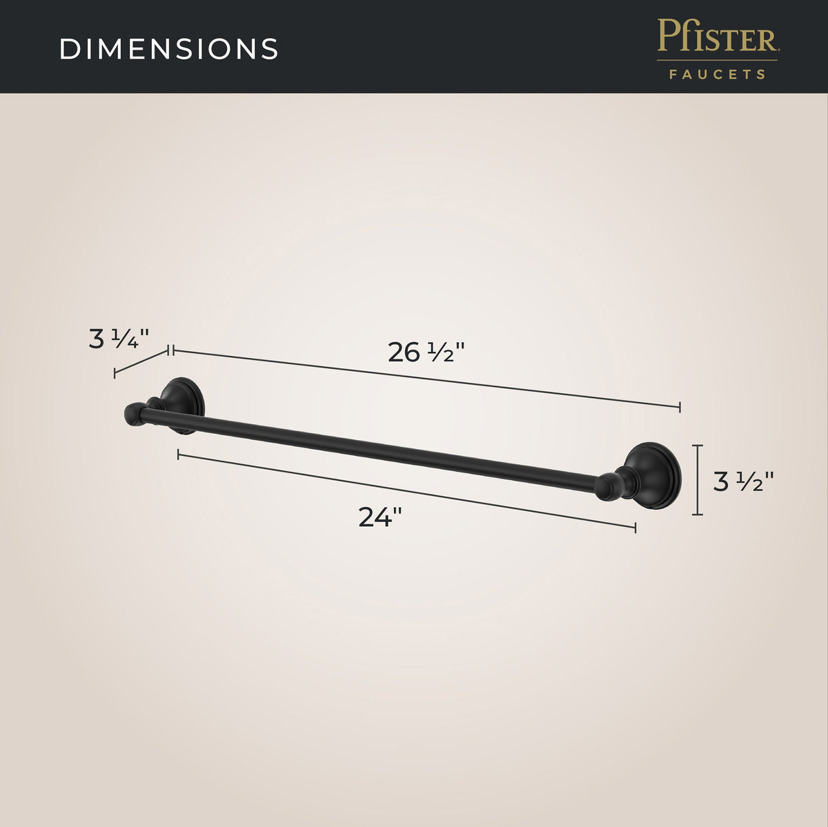 Pfister Tisbury 24" Towel Bar in Spot Defense Matte Black - view 4