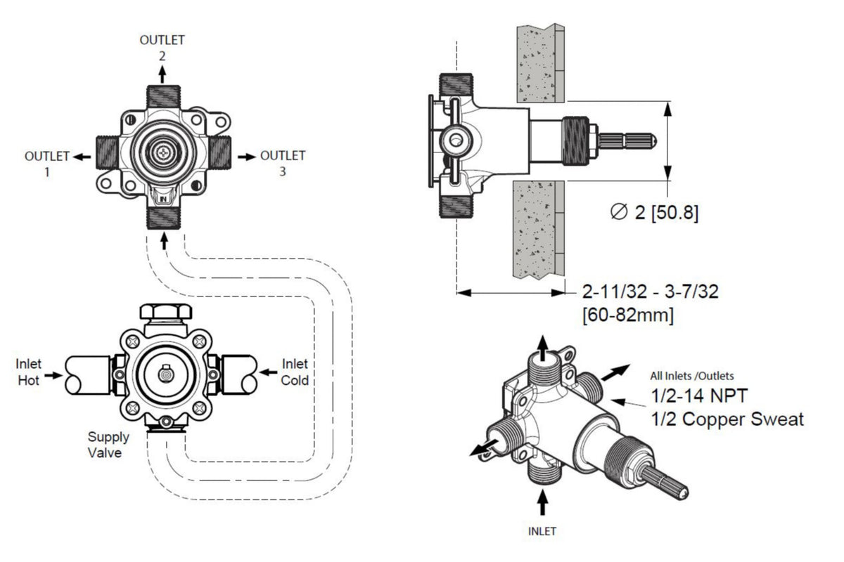 Pfister 015-3WDNS - dimensions