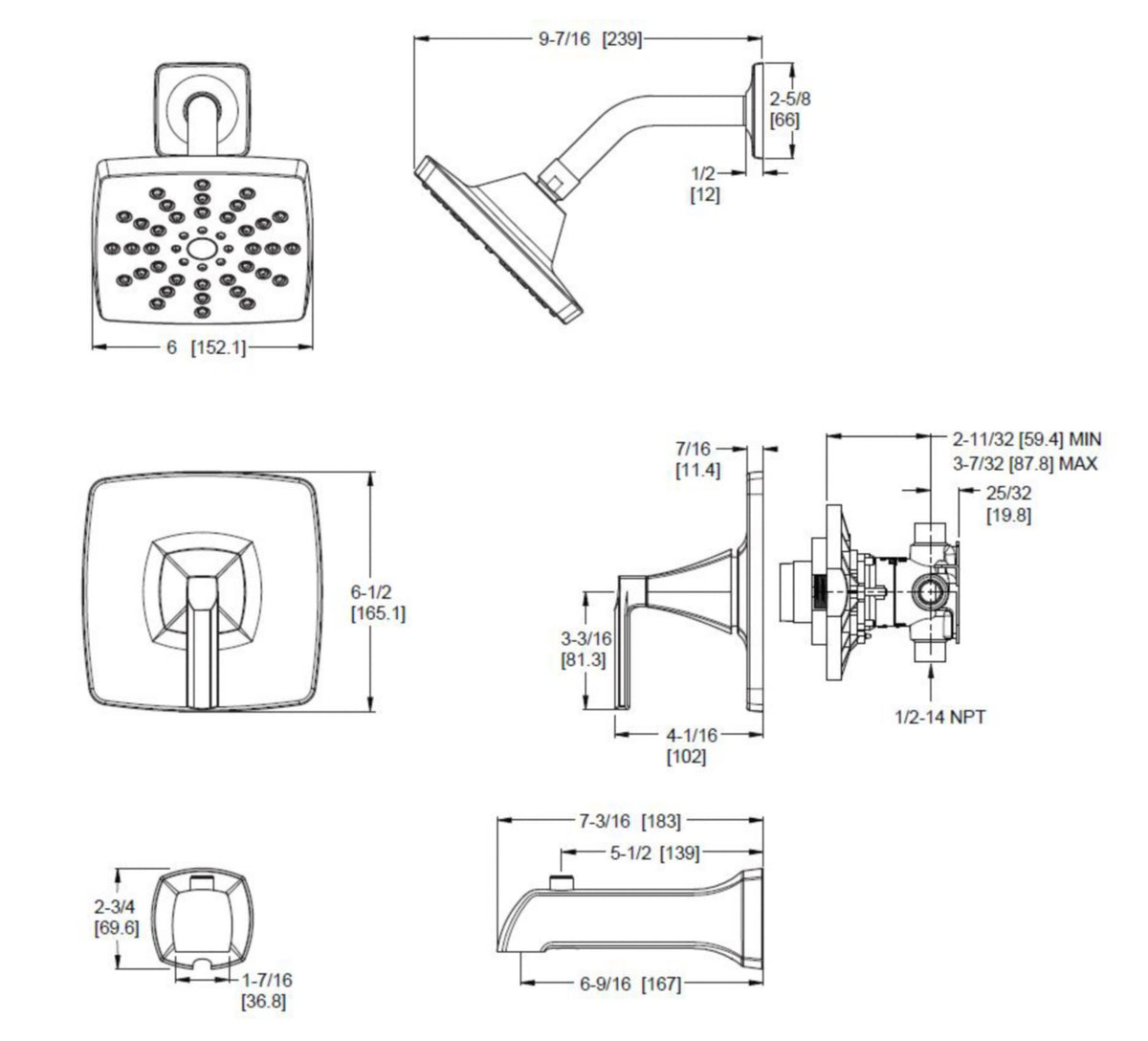Pfister 8P8-WS2-VRIS - dimensions