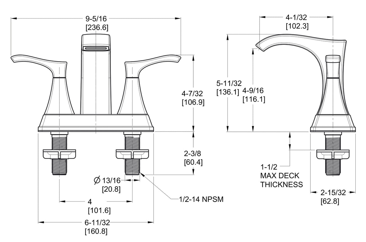 Pfister LF-048-VNB - dimensions