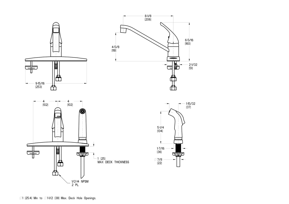 Pfister G134-3444 - dimensions