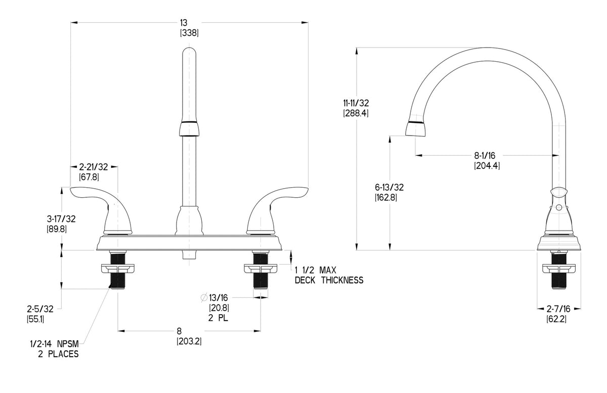 Pfister G136-2000 - dimensions