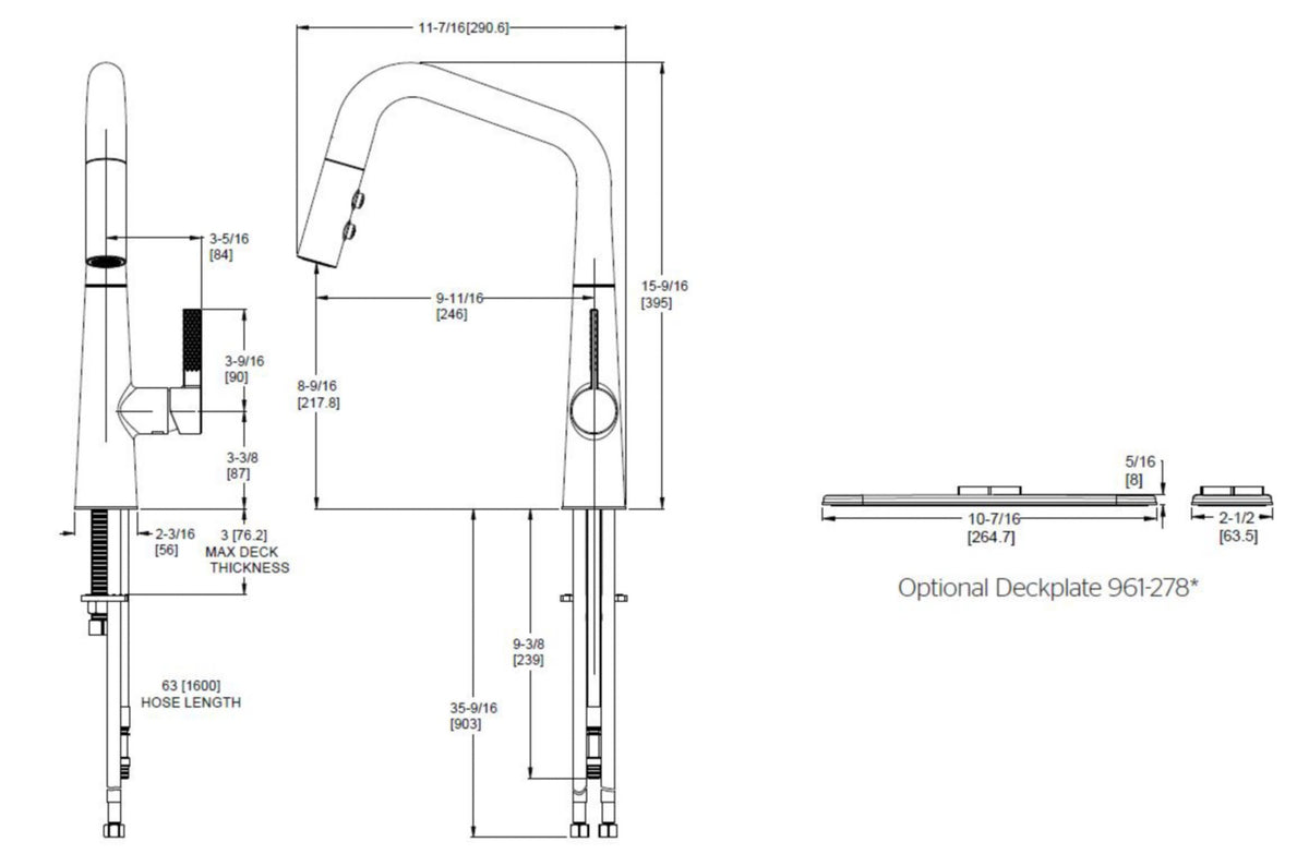 Pfister GT529-ASR - dimensions