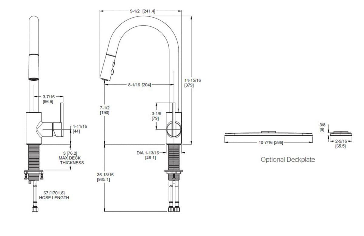 Pfister GT529-BI - dimensions