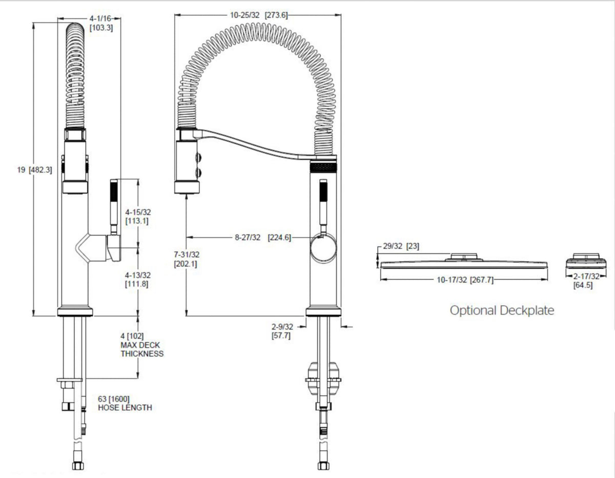 Pfister GT529-BRU - dimensions