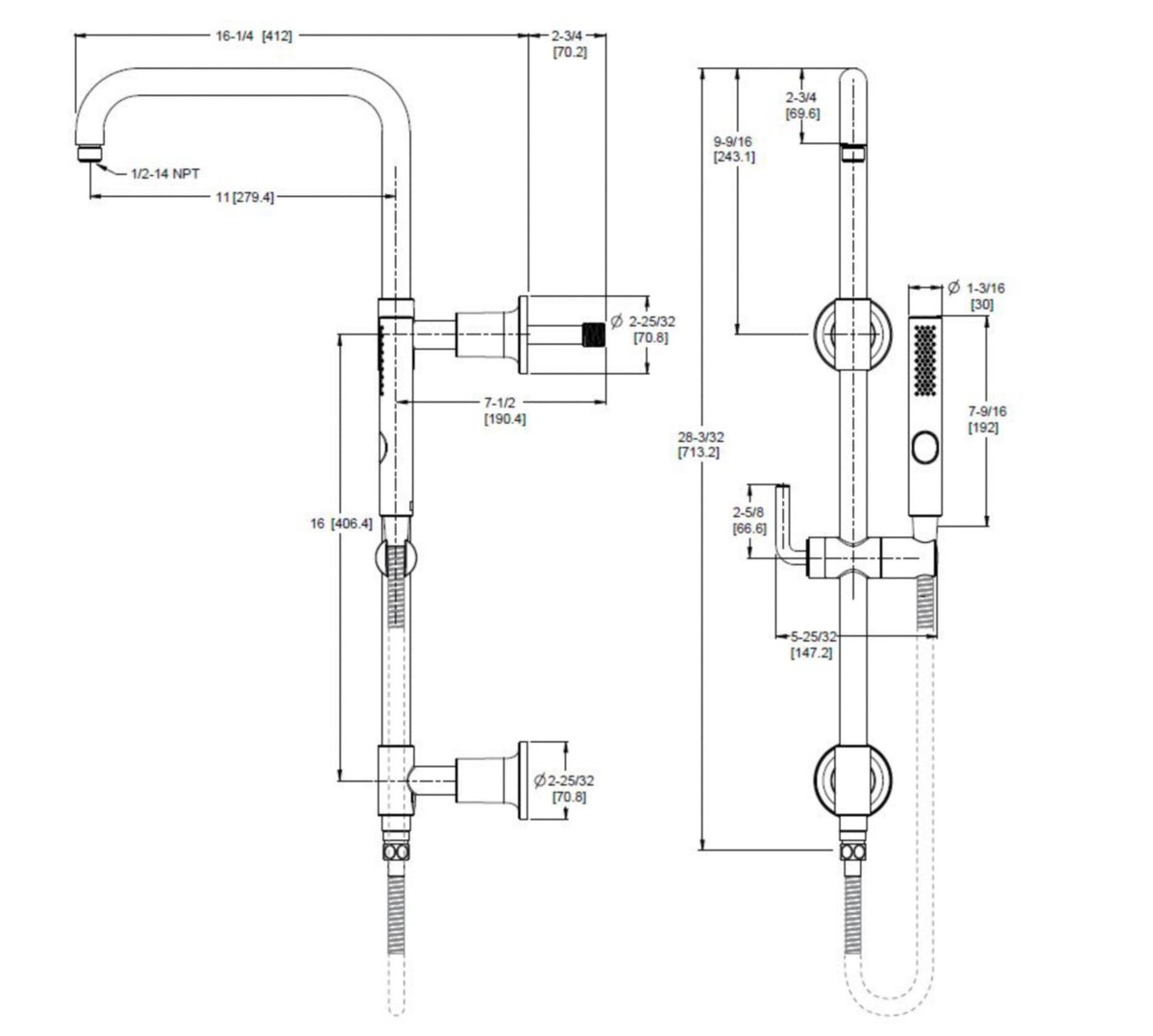 Pfister HSK-70SHW - dimensions