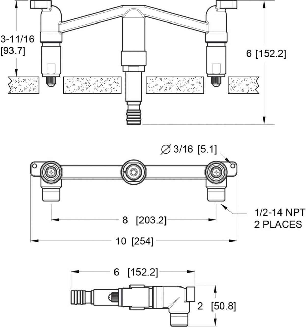 Pfister L0W8-0200 - dimensions