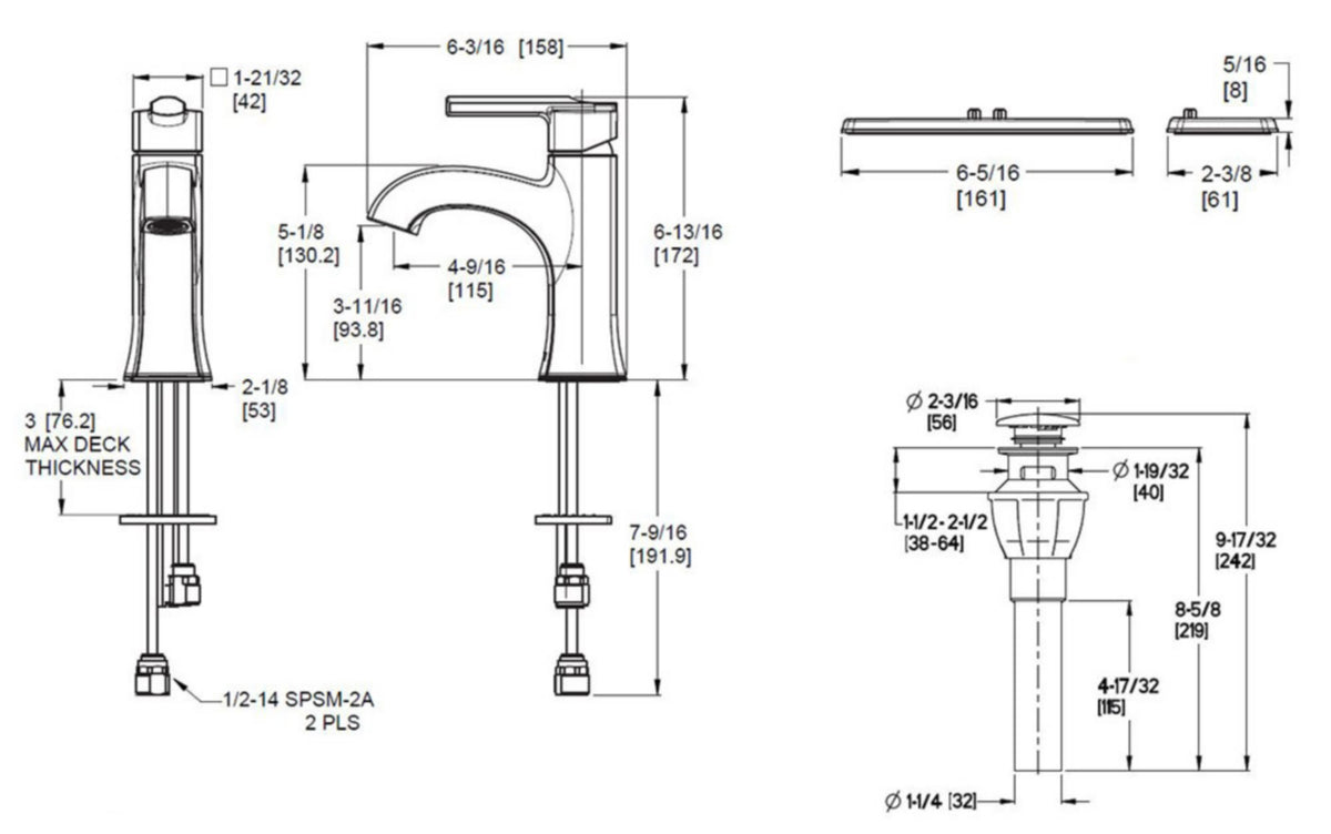 Pfister LF-042-VRI - dimensions