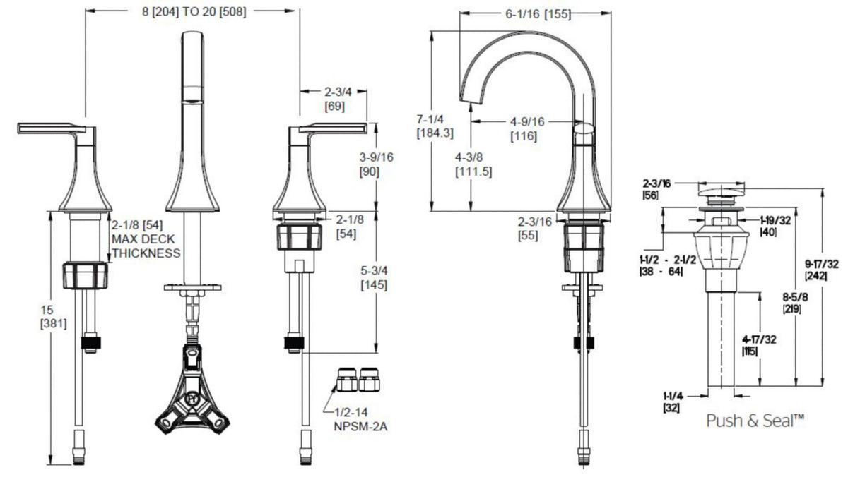 Pfister LF-049-VRIBB - dimensions